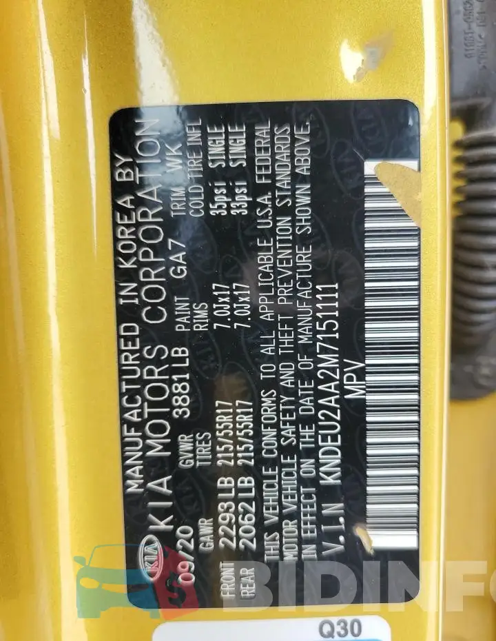 KNDEU2AA2M7151111 Photo# 14