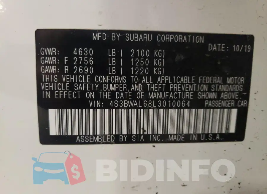 4S3BWAL68L3010064 Photo# 12