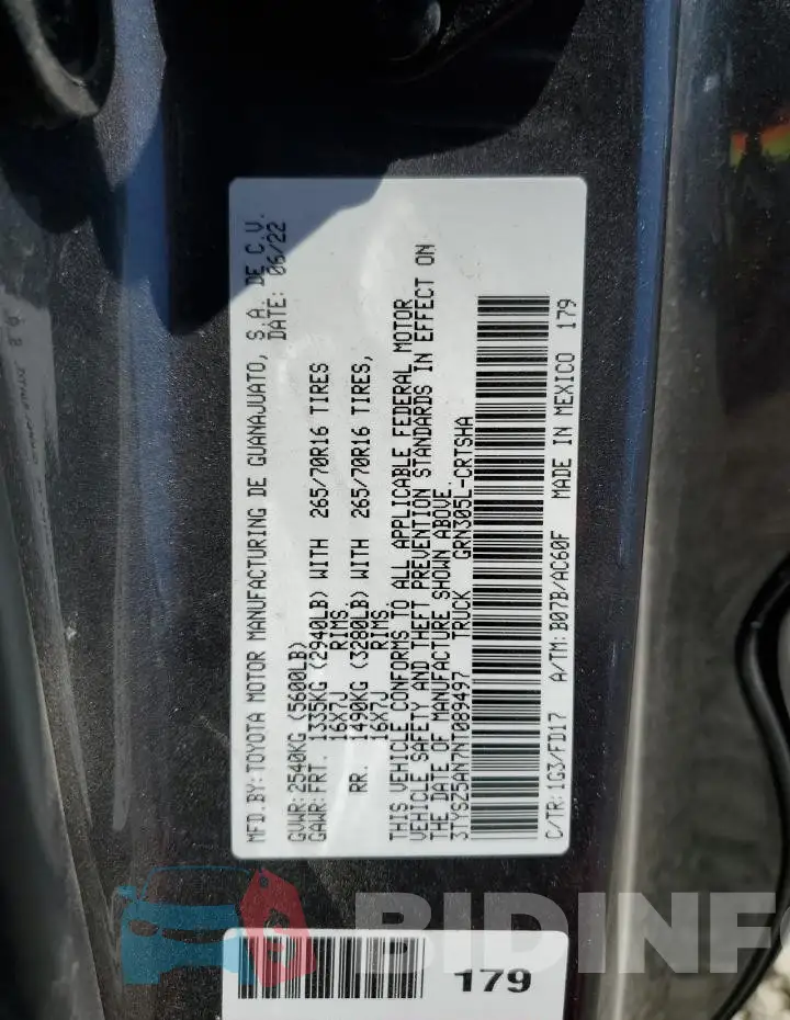 3TYSZ5AN7NT089497 Photo# 13