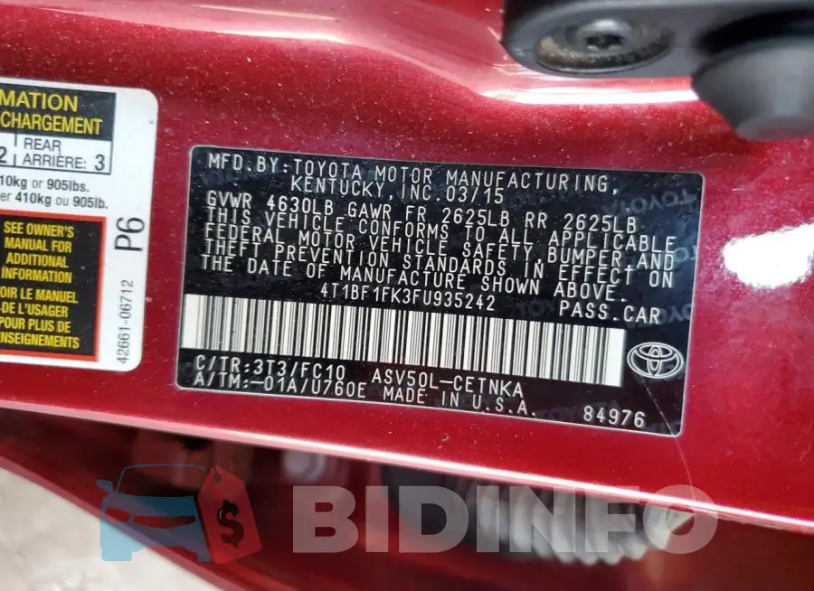 4T1BF1FK3FU935242 Photo# 12