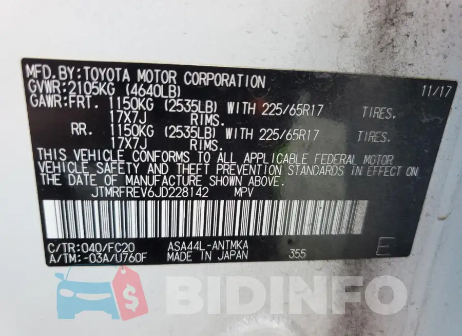 JTMRFREV6JD228142 Photo# 13