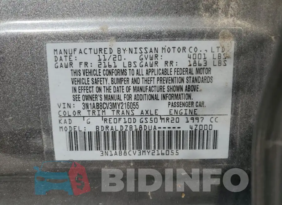 3N1AB8CV3MY216055 Photo# 12