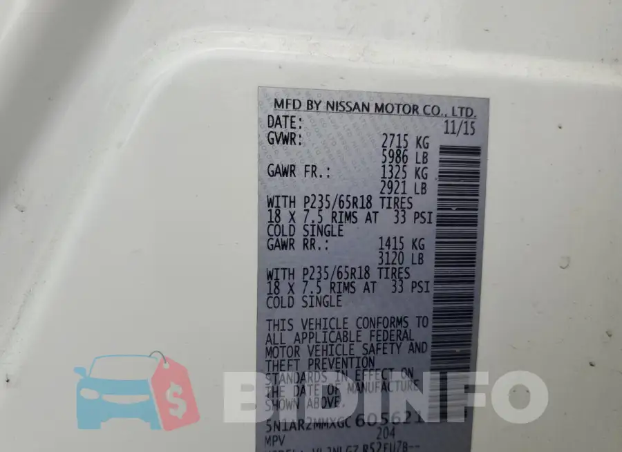 5N1AR2MMXGC605621 Photo# 13
