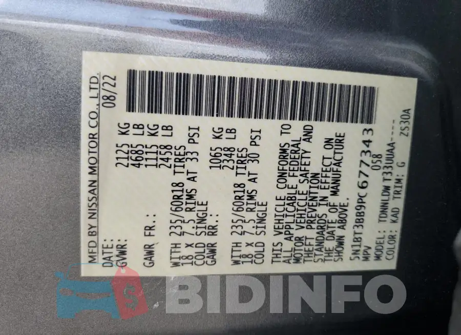 5N1BT3BB9PC677343 Photo# 13