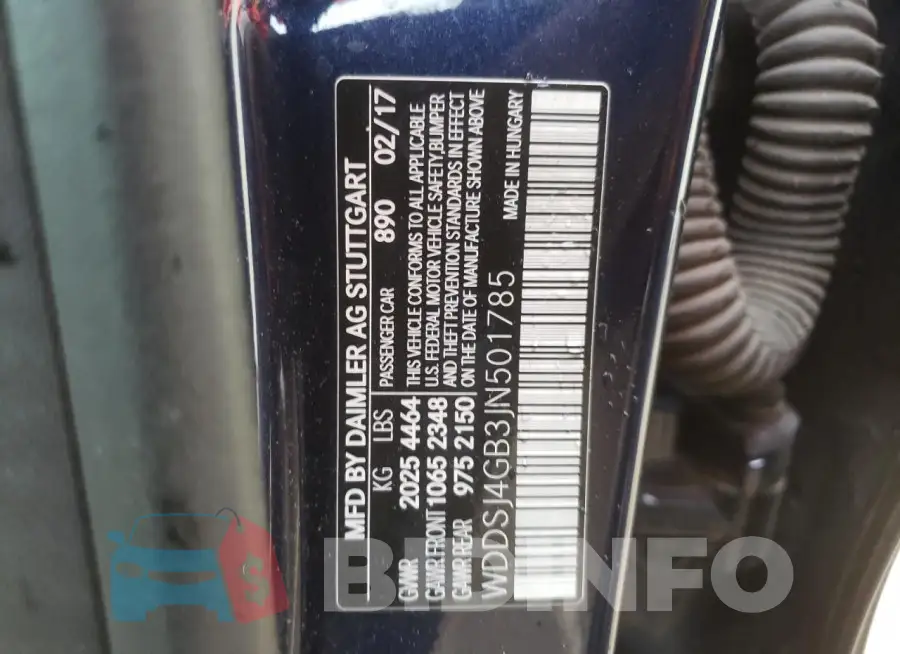 WDDSJ4GB3JN501785 Photo# 12