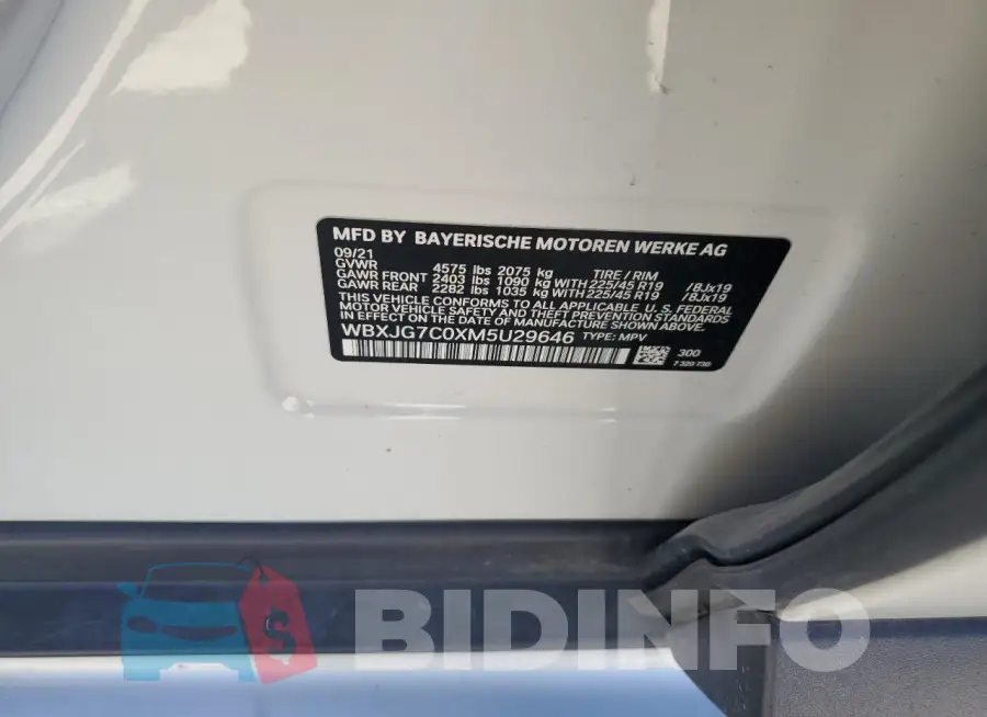 WBXJG7C0XM5U29646 Photo# 14