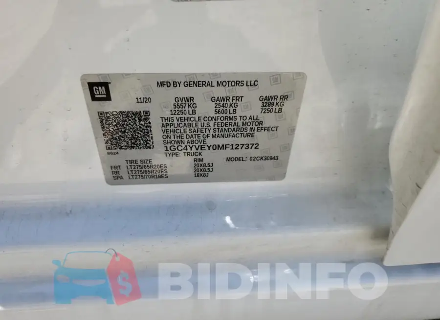 1GC4YVEY0MF127372 Photo# 12