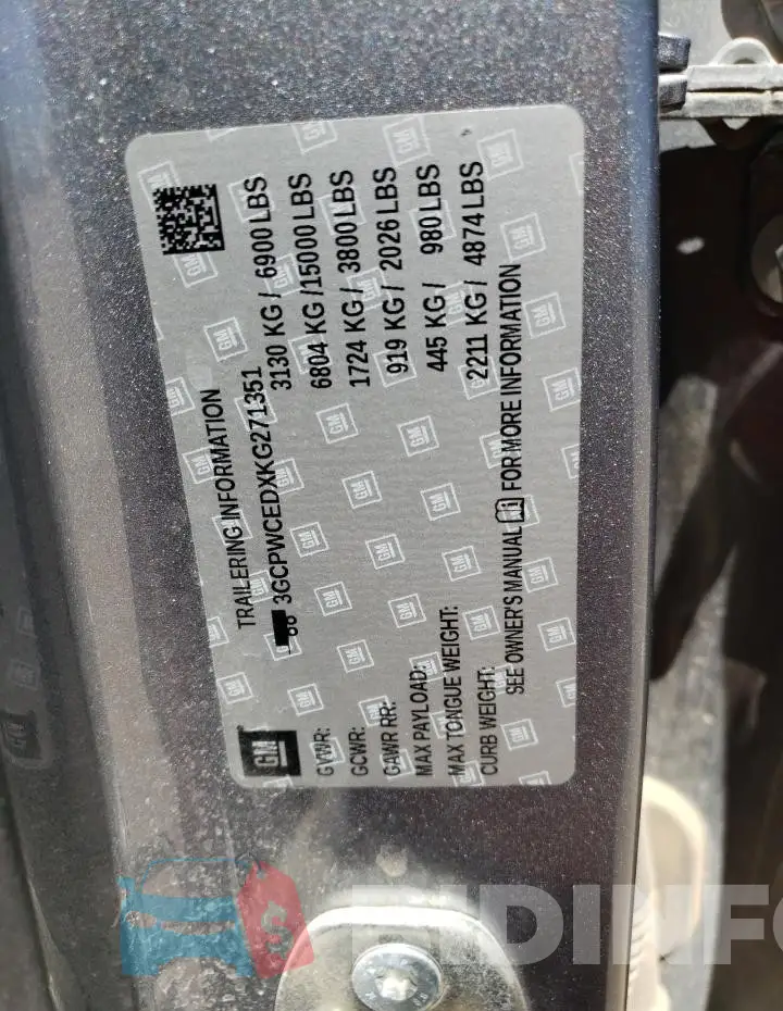 3GCPWCEDXKG271351 Photo# 12