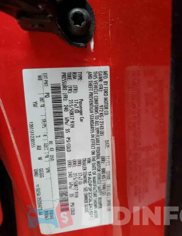 1FADP3F23GL243131 Photo# 12