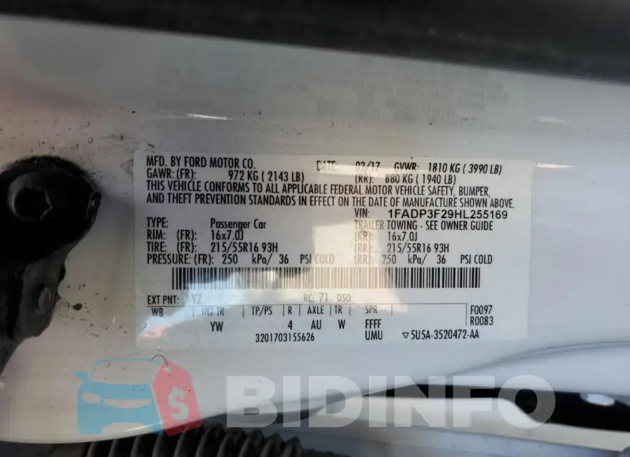 1FADP3F29HL255169 Photo# 12