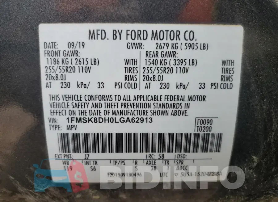 1FMSK8DH0LGA62913 Photo# 13