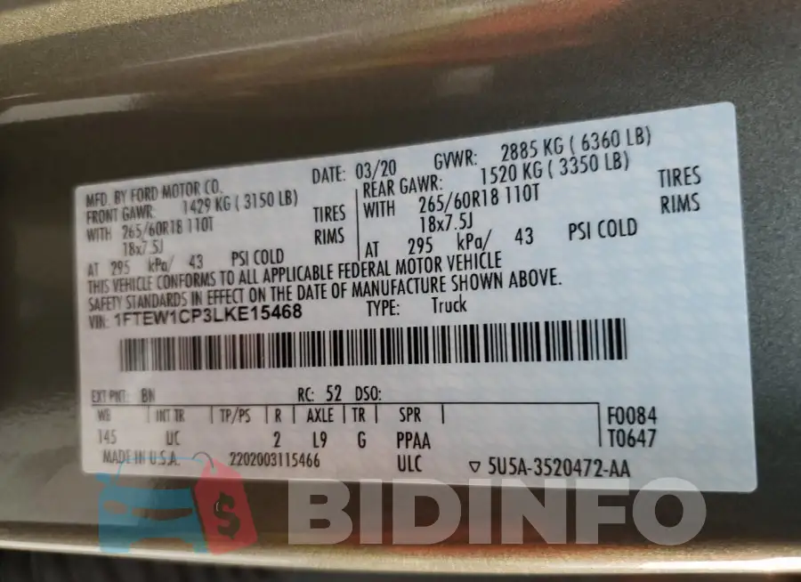 1FTEW1CP3LKE15468 Photo# 12