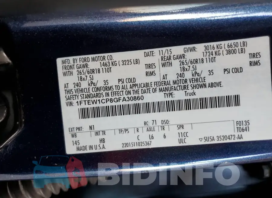1FTEW1CP8GFA30860 Photo# 12