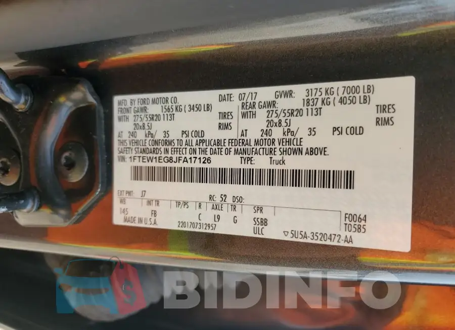 1FTEW1EG8JFA17126 Photo# 13