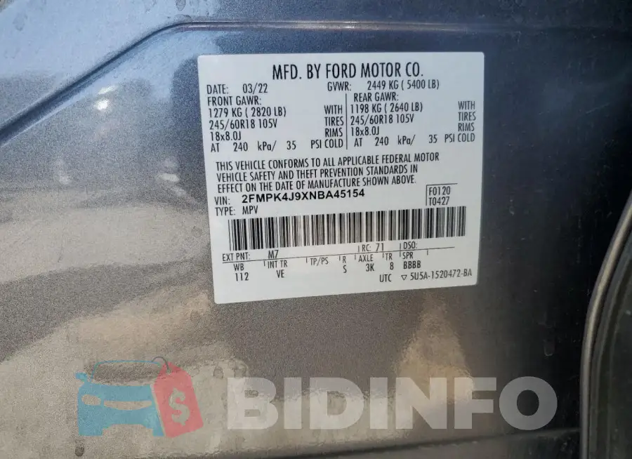 2FMPK4J9XNBA45154 Photo# 12