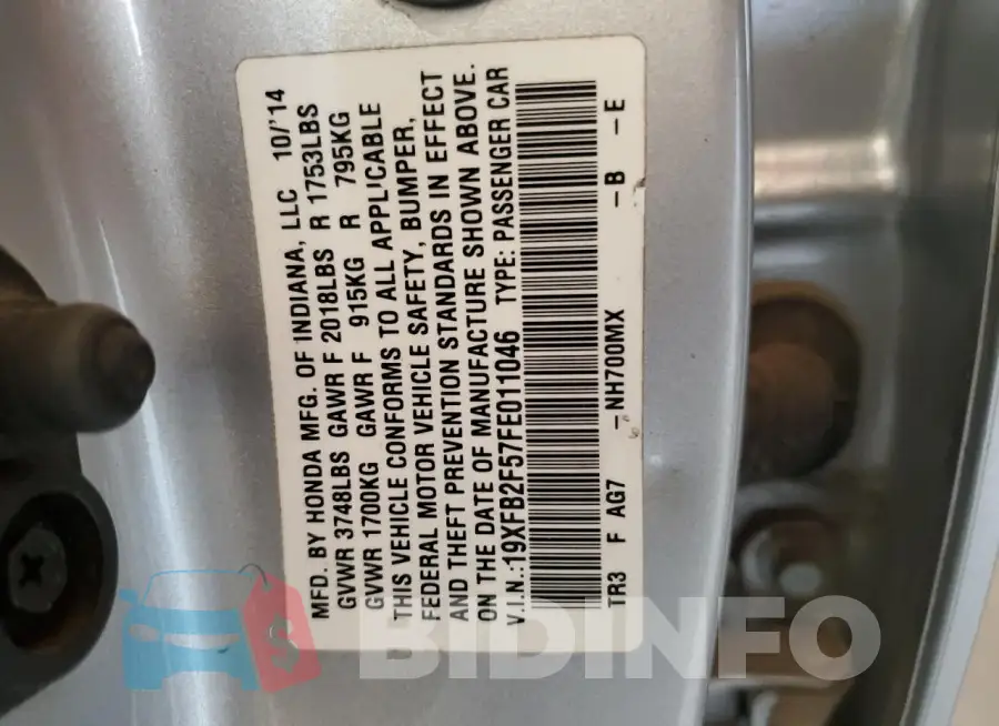 19XFB2F57FE011046 Photo# 12