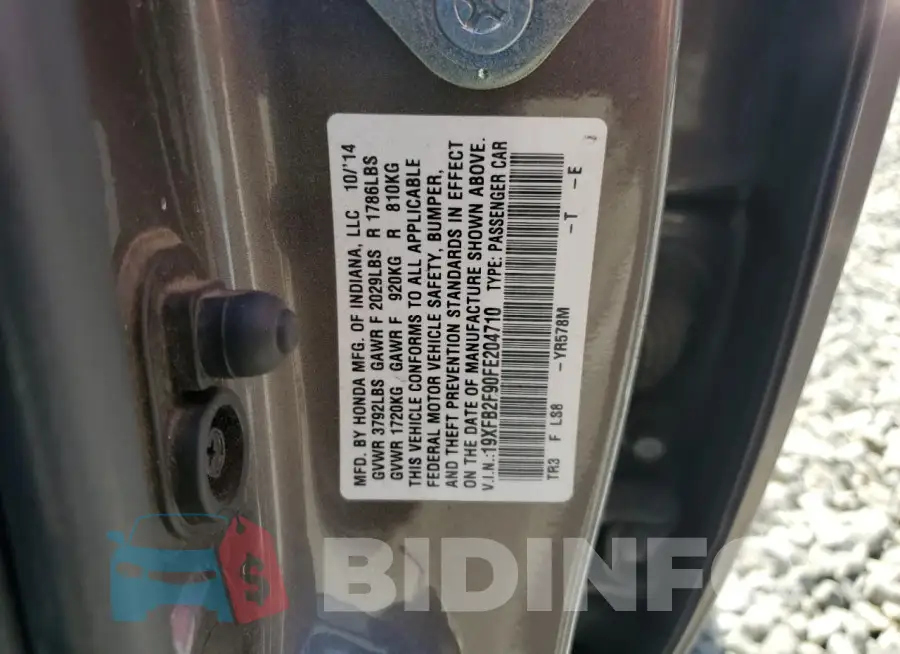 19XFB2F90FE204710 Photo# 12