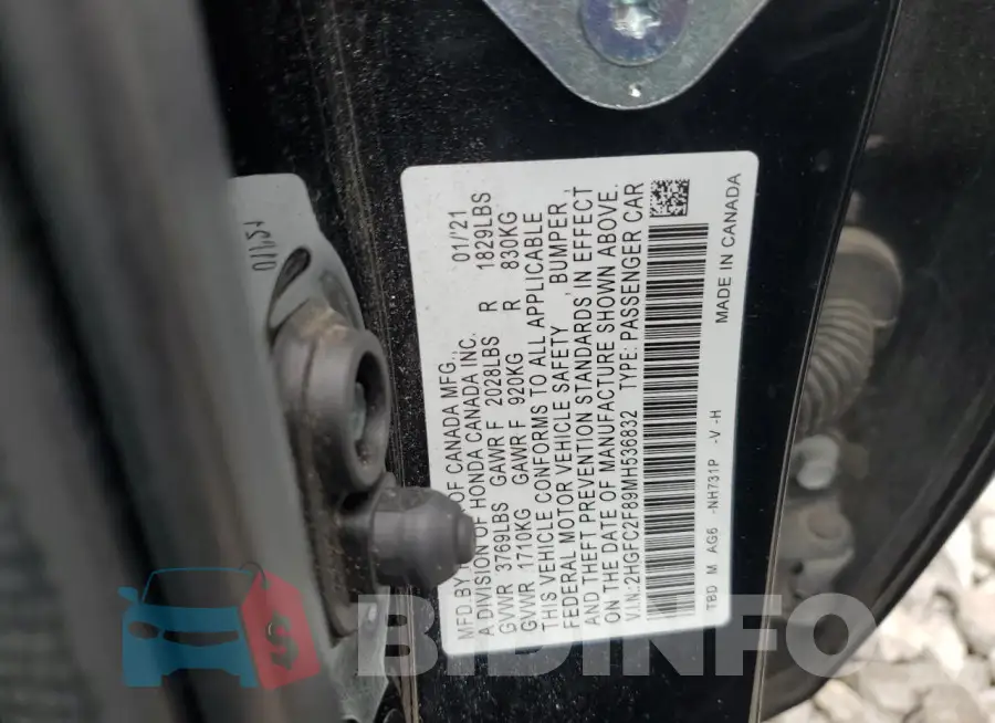 2HGFC2F89MH536832 Photo# 13