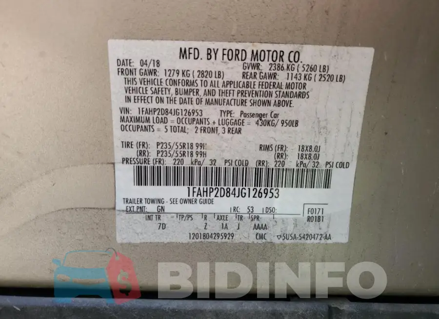 1FAHP2D84JG126953 Photo# 12