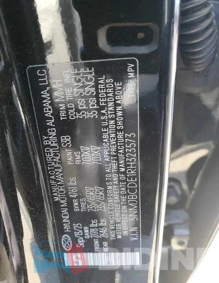 5NMJBCDE1RH323573 Photo# 14