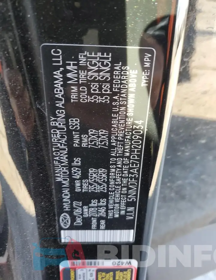 5NMJF3AE7PH209034 Photo# 14