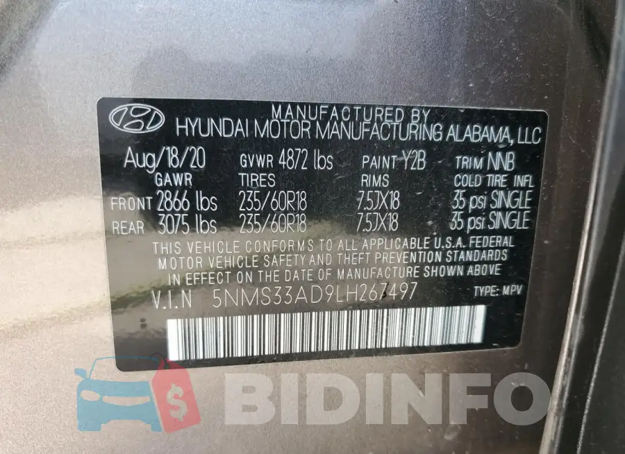 5NMS33AD9LH267497 Photo# 14