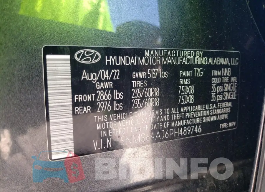 5NMS64AJ6PH489746 Photo# 13