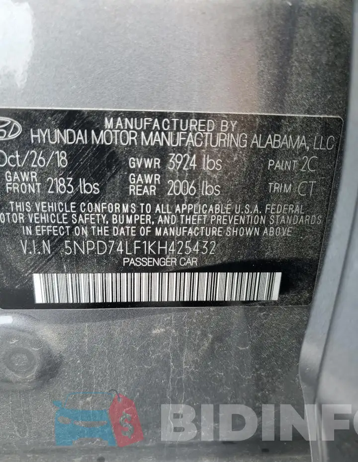 5NPD74LF1KH425432 Photo# 12
