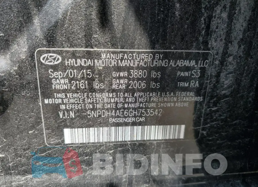 5NPDH4AE6GH753542 Photo# 12