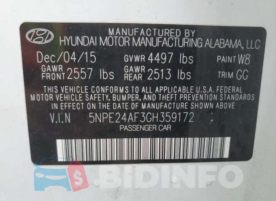 5NPE24AF3GH359172 Photo# 13