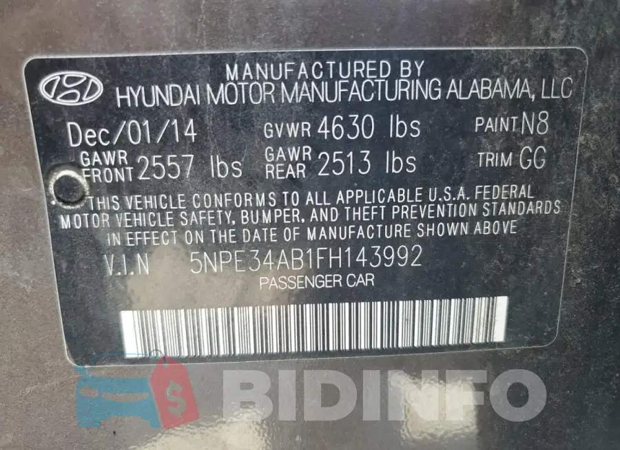5NPE34AB1FH143992 Photo# 13