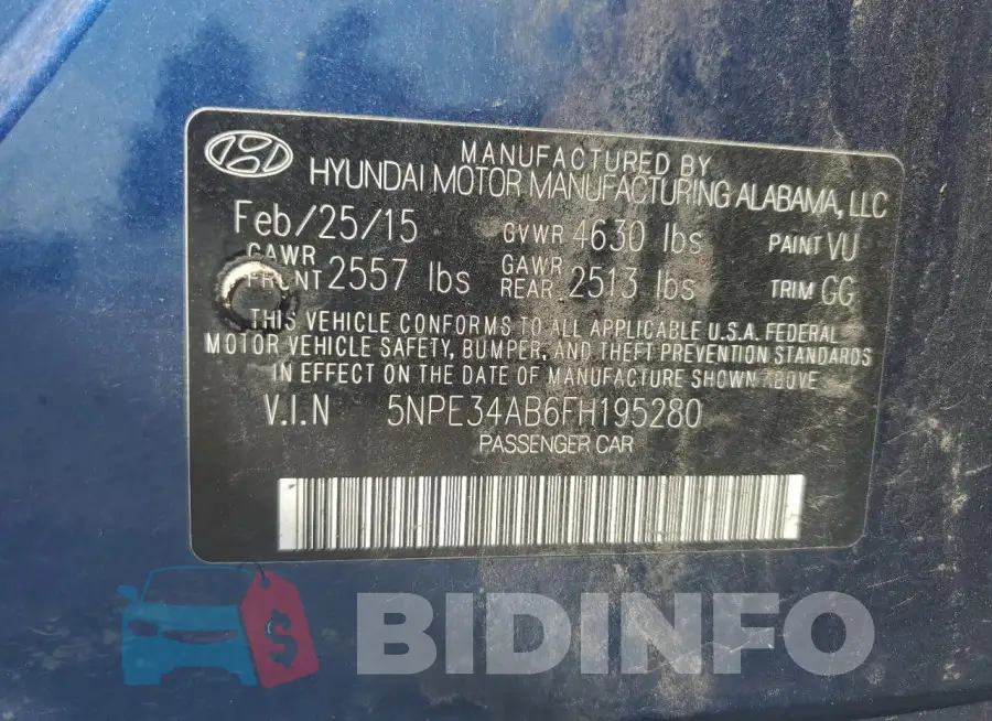 5NPE34AB6FH195280 Photo# 12