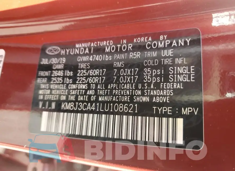 KM8J3CA41LU108621 Photo# 12