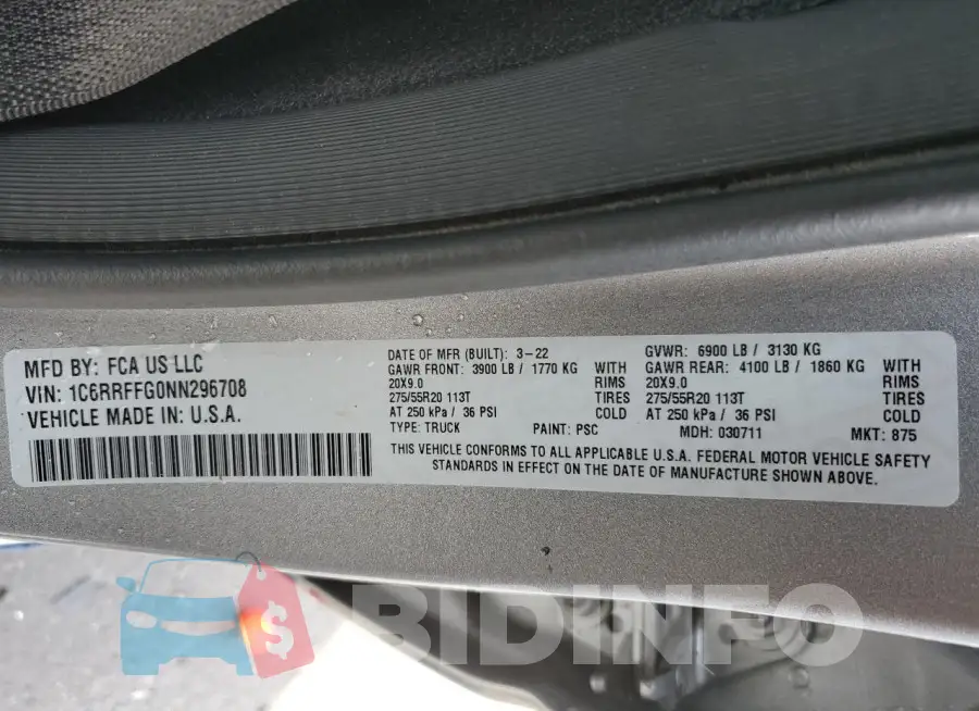 1C6RRFFG0NN296708 Photo# 12