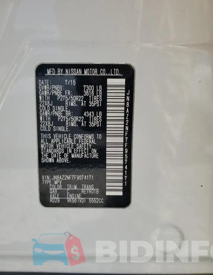 JN8AZ2NF7F9574171 Photo# 13