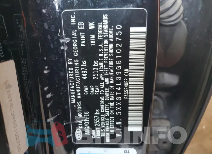 5XXGT4L39GG102750 Photo# 12