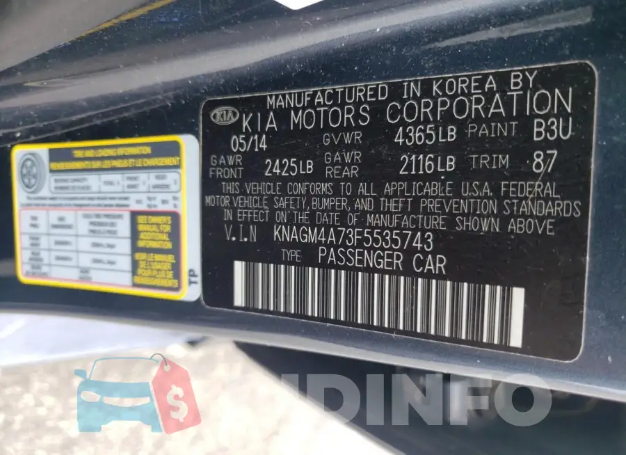 KNAGM4A73F5535743 Photo# 12