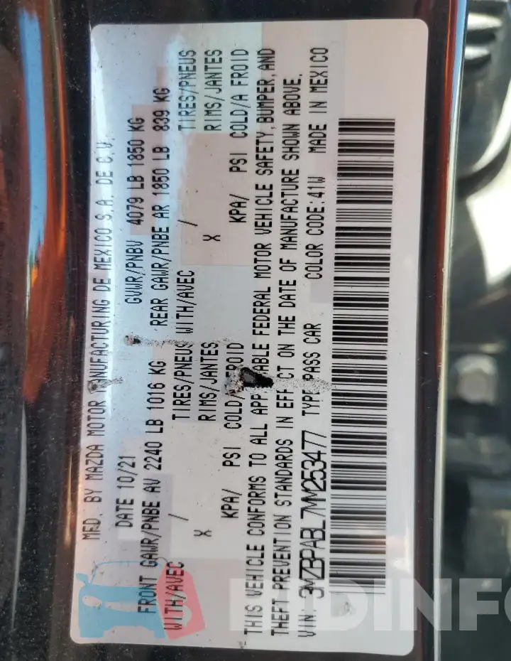 3MZBPABL7MM253477 Photo# 12