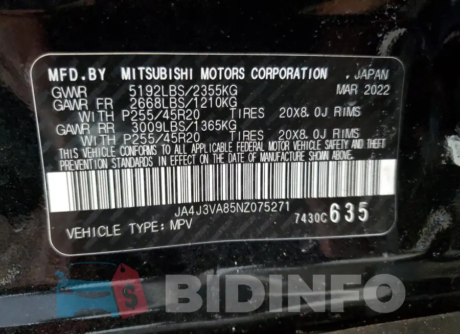 JA4J3VA85NZ075271 Photo# 13