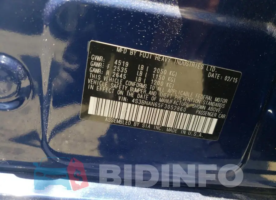 4S3BNAN65F3052860 Photo# 12