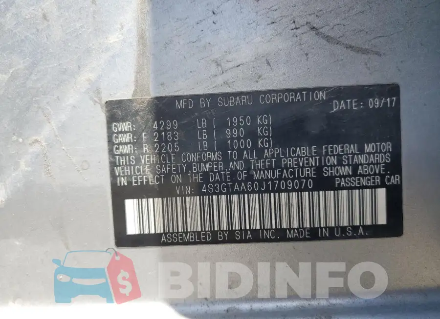 4S3GTAA60J1709070 Photo# 12