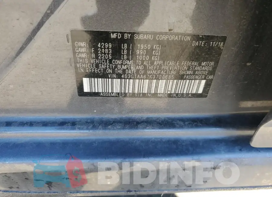 4S3GTAA67K3720685 Photo# 12