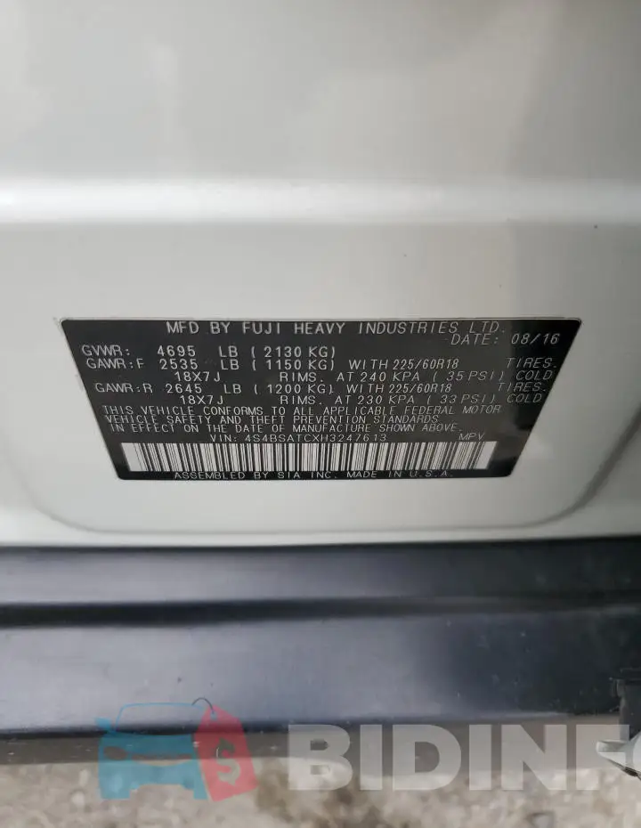 4S4BSATCXH3247613 Photo# 13