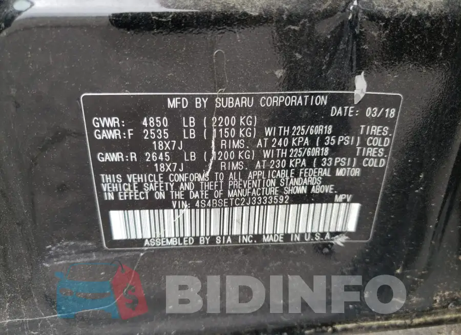 4S4BSETC2J3333592 Photo# 13