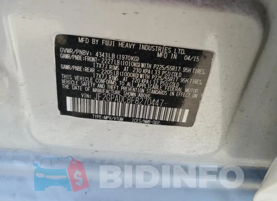 JF2GPADC8F8270447 Photo# 12