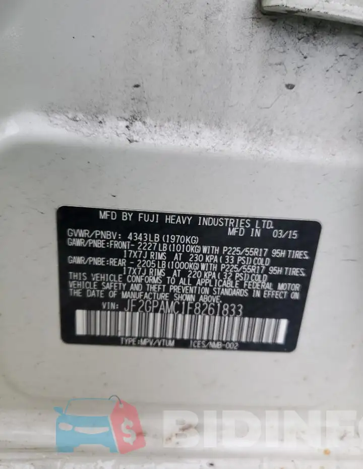 JF2GPAMC1F8261833 Photo# 13
