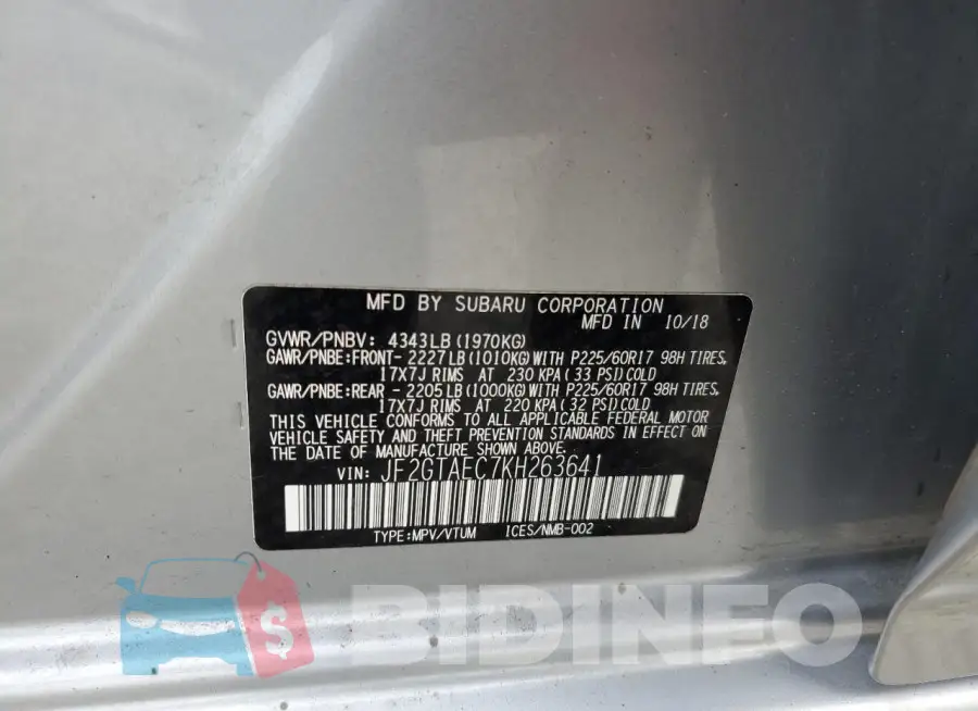 JF2GTAEC7KH263641 Photo# 12