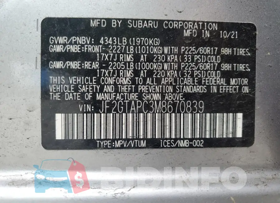 JF2GTAPC3M8670839 Photo# 13
