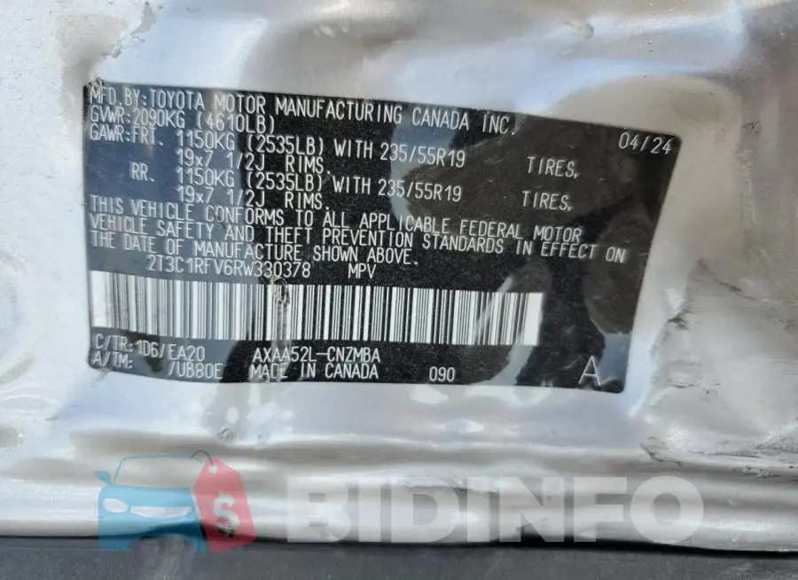 2T3C1RFV6RW330378 Photo# 12