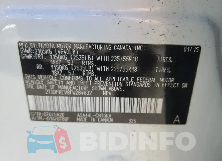 2T3DFREV8FW284832 Photo# 13